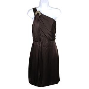 Monique Lhuillier Formal‎ Dress One Shoulder Silk Asymmetrical Pleated Women's 8